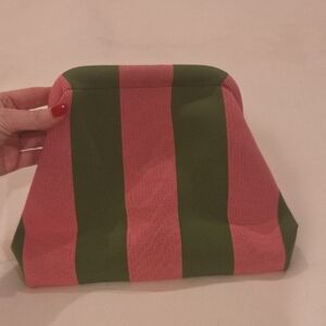 Striped Pink and Green Knit Clutch